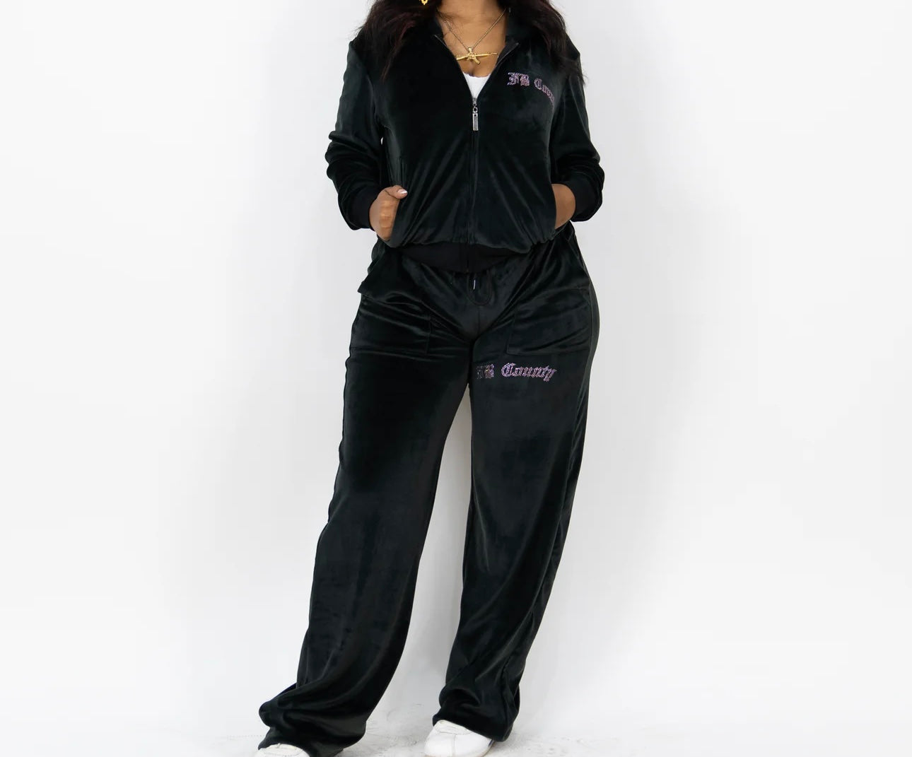 FB County Rhinestone Velour Tracksuit