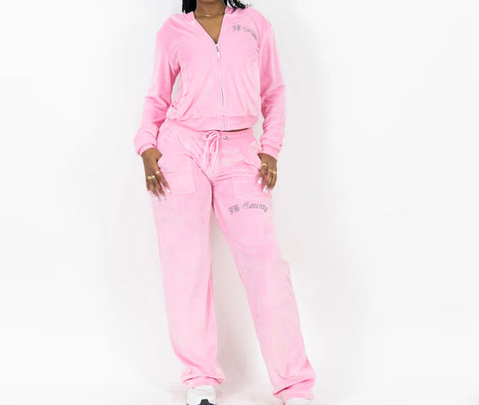 FB County Rhinestone Velour Tracksuit