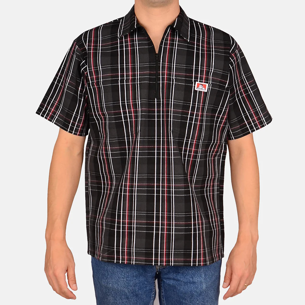 Ben Davis Short Sleeve Half Zip (Plaid)