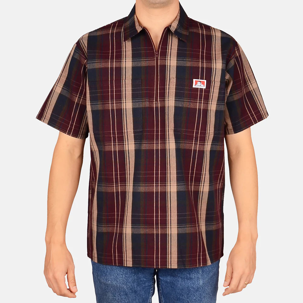 Ben Davis Short Sleeve Half Zip (Plaid)