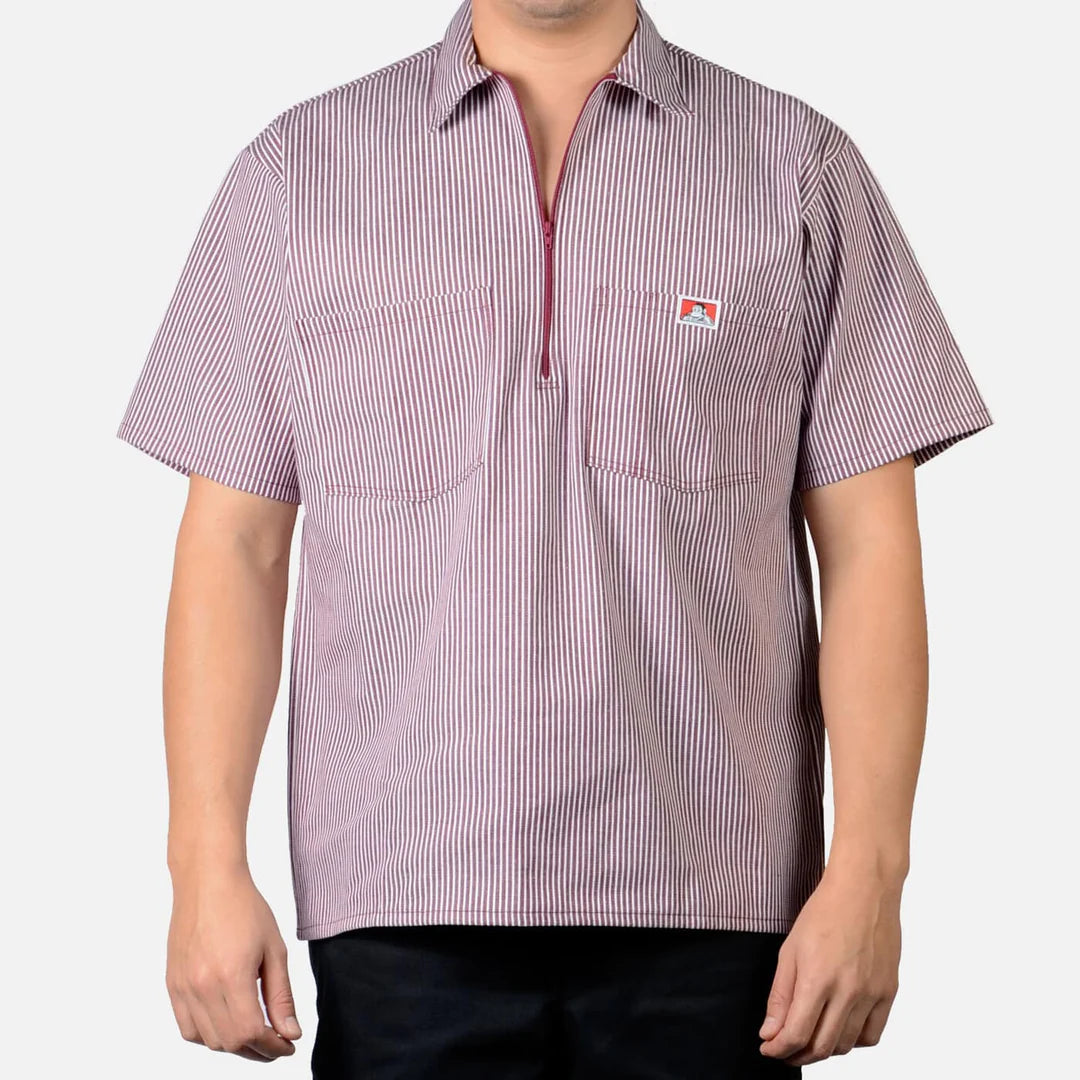 Ben Davis Short Sleeve Half Zip (Striped)